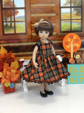 October Plaid - dress, tights & shoes for Little Darling Doll