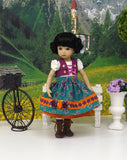 Oktoberfest - dirndl ensemble with tights & boots for Little Darling Doll or 33cm BJD