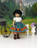 Oktoberfest - dirndl ensemble with tights & boots for Little Darling Doll or 33cm BJD