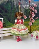 Old European Rose - dirndl ensemble with tights & boots for Little Darling Doll or 33cm BJD