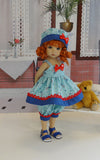 Old Glory - babydoll top, bloomers, hat & sandals for Little Darling Doll