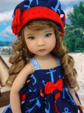 Out to Sea - dress, hat & sandals for Little Darling Doll or 33cm BJD