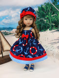 Out to Sea - dress, hat & sandals for Little Darling Doll or 33cm BJD