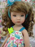 Paisley Peacock - dress, tights & shoes for Little Darling Doll or 33cm BJD
