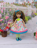 Paisley Peacock - dress, tights & shoes for Little Darling Doll or 33cm BJD