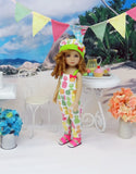 Paradise Pineapple - romper, hat & sandals for Little Darling Doll or 33cm BJD