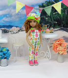 Paradise Pineapple - romper, hat & sandals for Little Darling Doll or 33cm BJD