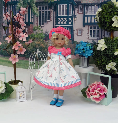 Paris by Day - dress, hat, socks & shoes for Little Darling Doll or 33cm BJD