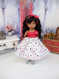 Party Polka Dots - dress, slip, tights & shoes for Little Darling Doll or 33cm BJD