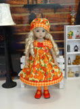 Patchwork Pumpkin - dress, hat, tights & shoes for Little Darling Doll