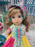 Patchwork Spring - dress, kerchief, tights & shoes for Little Darling Doll or 33cm BJD