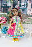 Patchwork Spring - dress, kerchief, tights & shoes for Little Darling Doll or 33cm BJD