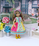 Patchwork Spring - dress, kerchief, tights & shoes for Little Darling Doll or 33cm BJD