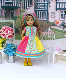 Patchwork Spring - dress, kerchief, tights & shoes for Little Darling Doll or 33cm BJD