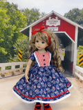 Patriotic Paisley - dress, tights & shoes for Little Darling Doll