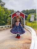 Patriotic Paisley - dress, tights & shoes for Little Darling Doll