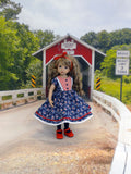 Patriotic Paisley - dress, tights & shoes for Little Darling Doll