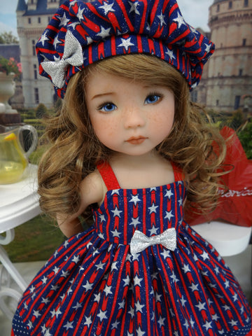 Patriotic Stripes - dress, hat, socks & shoes for Little Darling Doll or 33cm BJD