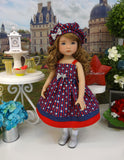Patriotic Stripes - dress, hat, socks & shoes for Little Darling Doll or 33cm BJD