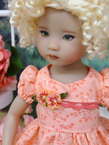 Peach Blossoms - dress, socks & shoes for Little Darling Doll or other 33cm BJD