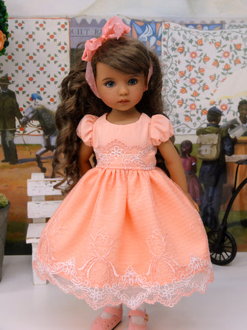 Peaches & Cream - dress, slip, tights & shoes for Little Darling Doll Darling Lil' Bee Peaches & Cream - dress, slip, tights & shoes for Little Darling Doll Darling Lil' Bee