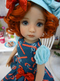 Peppermint Cane - dress, beret, tights & shoes for Little Darling Doll or other 33cm BJD