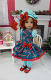 Peppermint Cane - dress, beret, tights & shoes for Little Darling Doll or other 33cm BJD
