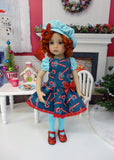 Peppermint Cane - dress, beret, tights & shoes for Little Darling Doll or other 33cm BJD