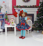 Peppermint Cane - dress, beret, tights & shoes for Little Darling Doll or other 33cm BJD