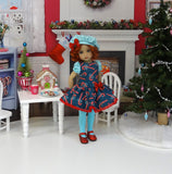 Peppermint Cane - dress, beret, tights & shoes for Little Darling Doll or other 33cm BJD
