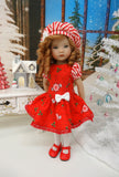 Peppermint & Holly - dress, beret, tights & shoes for Little Darling Doll or other 33cm BJD