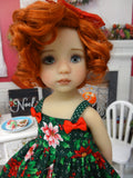Peppermint Poinsettia - dress, tights & shoes for Little Darling Doll or 33cm BJD