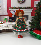 Peppermint Poinsettia - dress, tights & shoes for Little Darling Doll or 33cm BJD