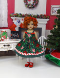Peppermint Poinsettia - dress, tights & shoes for Little Darling Doll or 33cm BJD