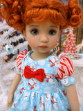 Peppermint Snowman - dress, tights & shoes for Little Darling Doll or 33cm BJD