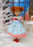 Peppermint Snowman - dress, tights & shoes for Little Darling Doll or 33cm BJD