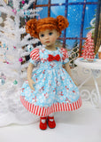 Peppermint Snowman - dress, tights & shoes for Little Darling Doll or 33cm BJD
