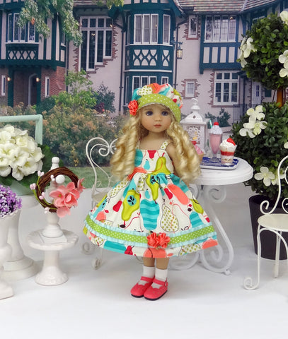 Perfect Pear - dress, hat, socks & shoes for Little Darling Doll or 33cm BJD