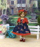 Persimmon Bouquet - dress, jacket, beret, socks & shoes for Little Darling Doll or 33cm BJD