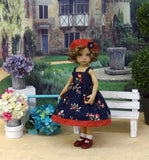 Persimmon Bouquet - dress, jacket, beret, socks & shoes for Little Darling Doll or 33cm BJD