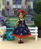 Persimmon Bouquet - dress, jacket, beret, socks & shoes for Little Darling Doll or 33cm BJD