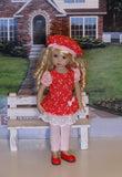 Picnic Date - tunic dress, beret, leggings & shoes for Little Darling Doll