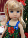 Pinecones & Poinsettias - dress, tights & shoes for Little Darling Doll or 33cm BJD