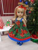 Pinecones & Poinsettias - dress, tights & shoes for Little Darling Doll or 33cm BJD