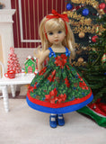 Pinecones & Poinsettias - dress, tights & shoes for Little Darling Doll or 33cm BJD