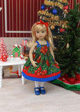 Pinecones & Poinsettias - dress, tights & shoes for Little Darling Doll or 33cm BJD