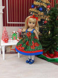 Pinecones & Poinsettias - dress, tights & shoes for Little Darling Doll or 33cm BJD
