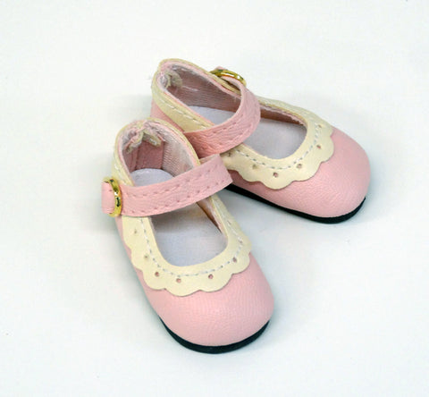 Eyelet Mary Jane Shoes - Pink & Cream