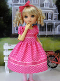 Pink Hearts - dress, tights & shoes for Little Darling Doll or 33cm BJD