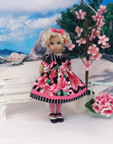 Pink Perfection Lilies - dress, tights & shoes for Little Darling Doll or 33cm BJD